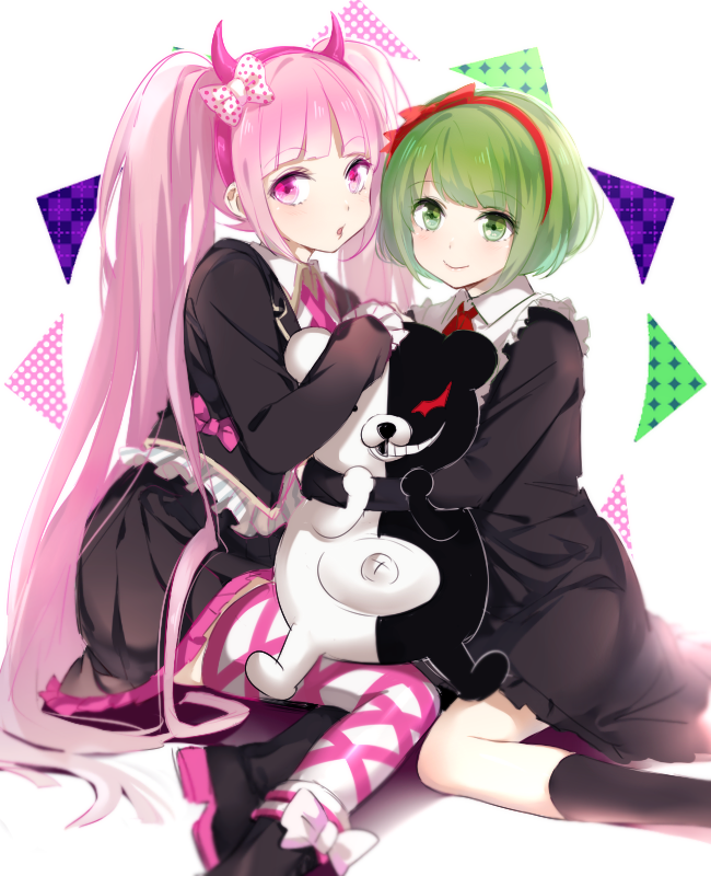 monokuma, towa monaca, and utsugi kotoko (danganronpa and 1 more) drawn by mery_(yangmalgage)