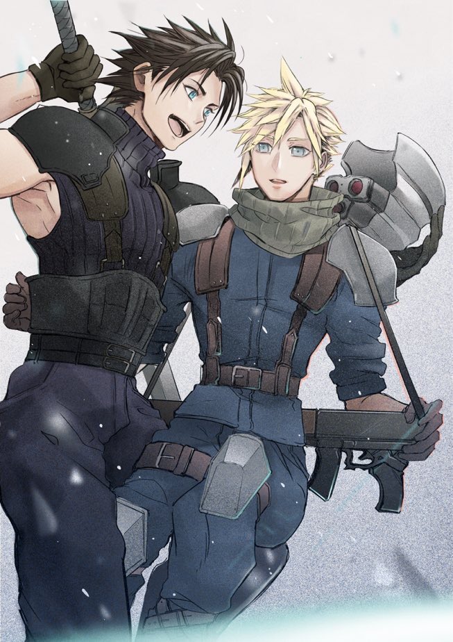 cloud strife and zack fair (final fantasy and 2 more) drawn by 2b_fff