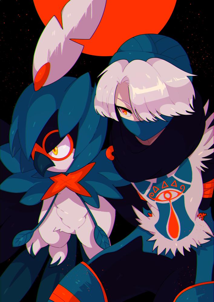 sheik and decidueye (pokemon and 2 more) drawn by yasaikakiage