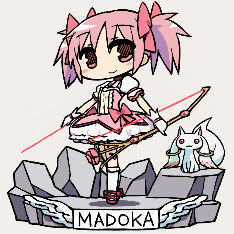 kaname madoka and kyubey (mahou shoujo madoka magica) drawn by chan_co