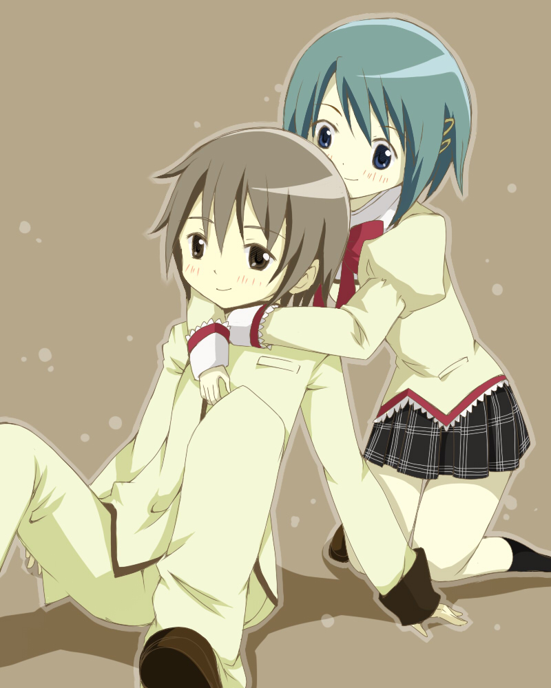 miki sayaka and kamijou kyousuke (mahou shoujo madoka magica) drawn by ayumaru_(art_of_life)