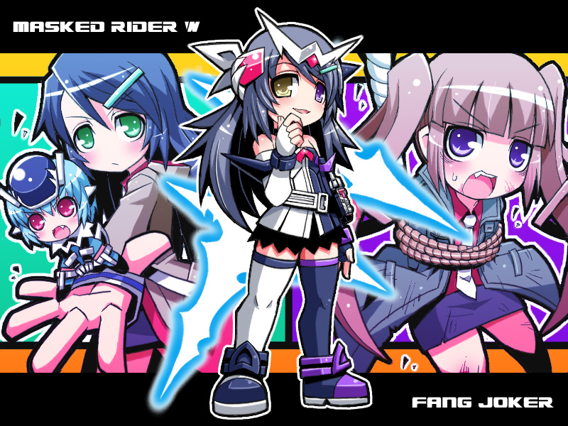 kamen rider double, philip, hidari shoutarou, and fang memory (kamen rider and 1 more) drawn by yuuno