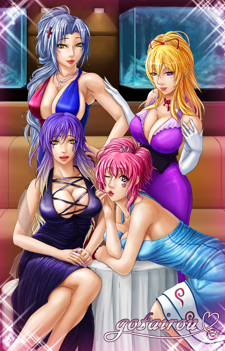 yakumo yukari, saigyouji yuyuko, hijiri byakuren, and yagokoro eirin (touhou) drawn by 7/11_(fukuso)