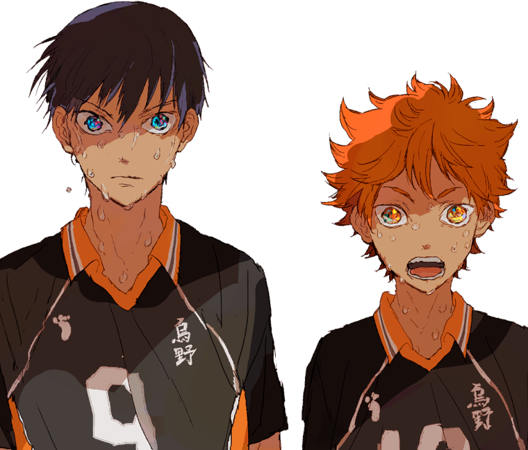 hinata shouyou and kageyama tobio (haikyuu!!) drawn by yuzumisuzu