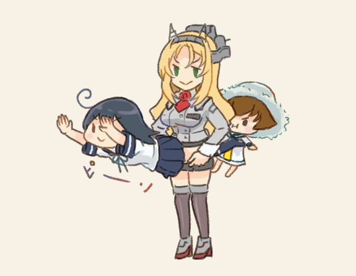 ushio, yukikaze, and nelson (kantai collection) drawn by saiguchi_otoufu