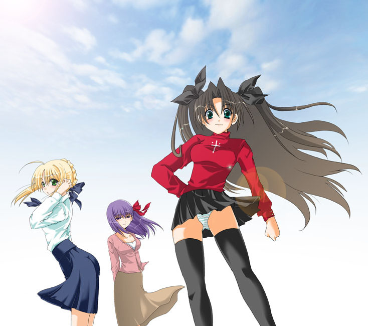 artoria pendragon, saber, tohsaka rin, and matou sakura (fate and 1 more) drawn by kineya_emuko