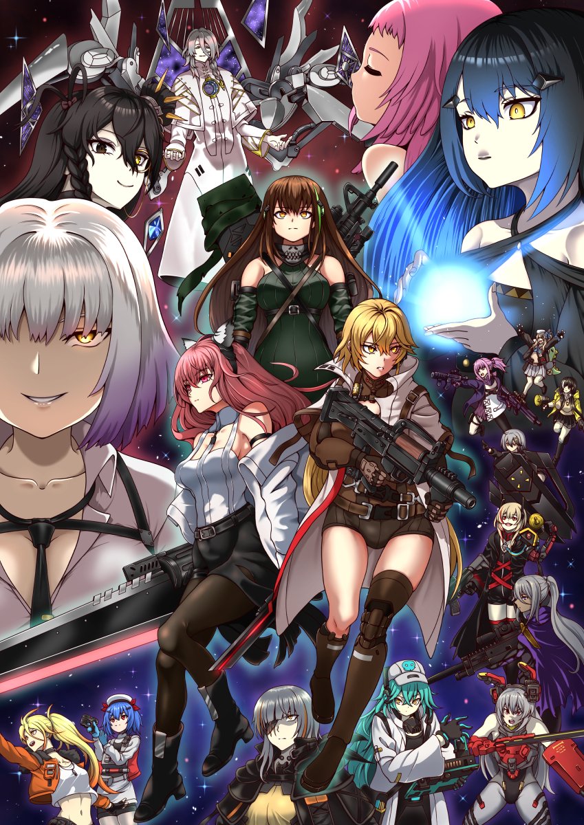 m4a1, m4 sopmod ii, st ar-15, ro635, ots-14, and 18 more (girls' frontline and 2 more) drawn by ouga_(user_ctzw2237)