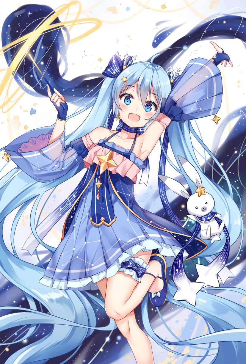 hatsune miku, yuki miku, and rabbit yukine (vocaloid and 1 more) drawn by douya_(233)