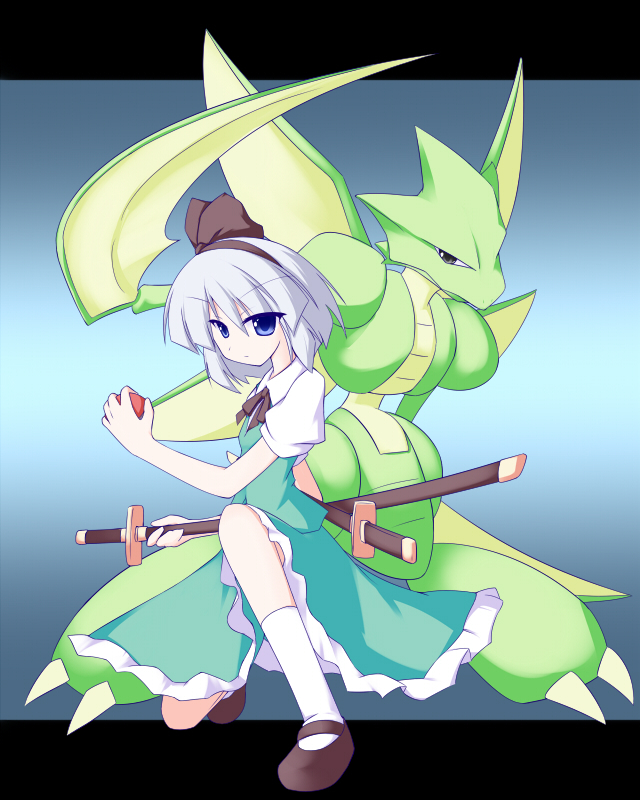konpaku youmu and scyther (touhou and 1 more) drawn by miyo_(miyomiyo01)