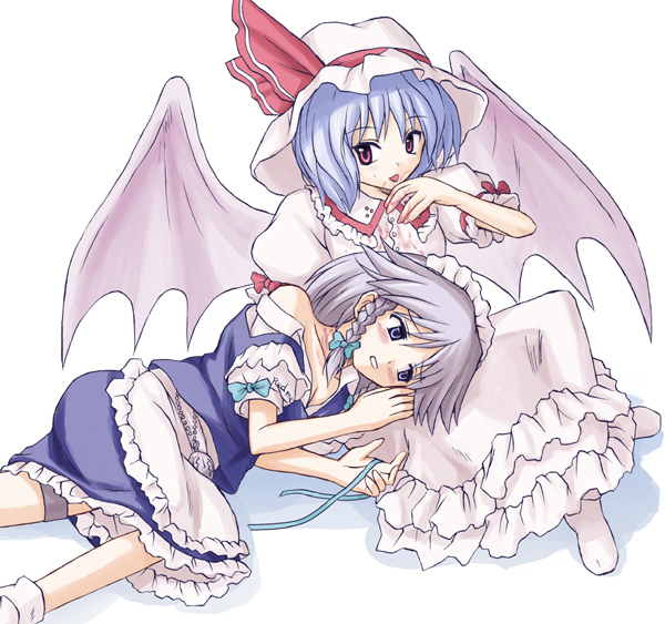 remilia scarlet and izayoi sakuya (touhou) drawn by takaku_toshihiko
