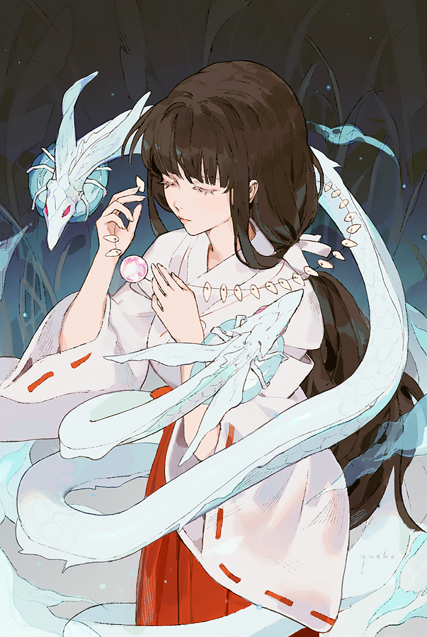 kikyou and shinidamachuu (inuyasha) drawn by yueko_(jiayue_wu)