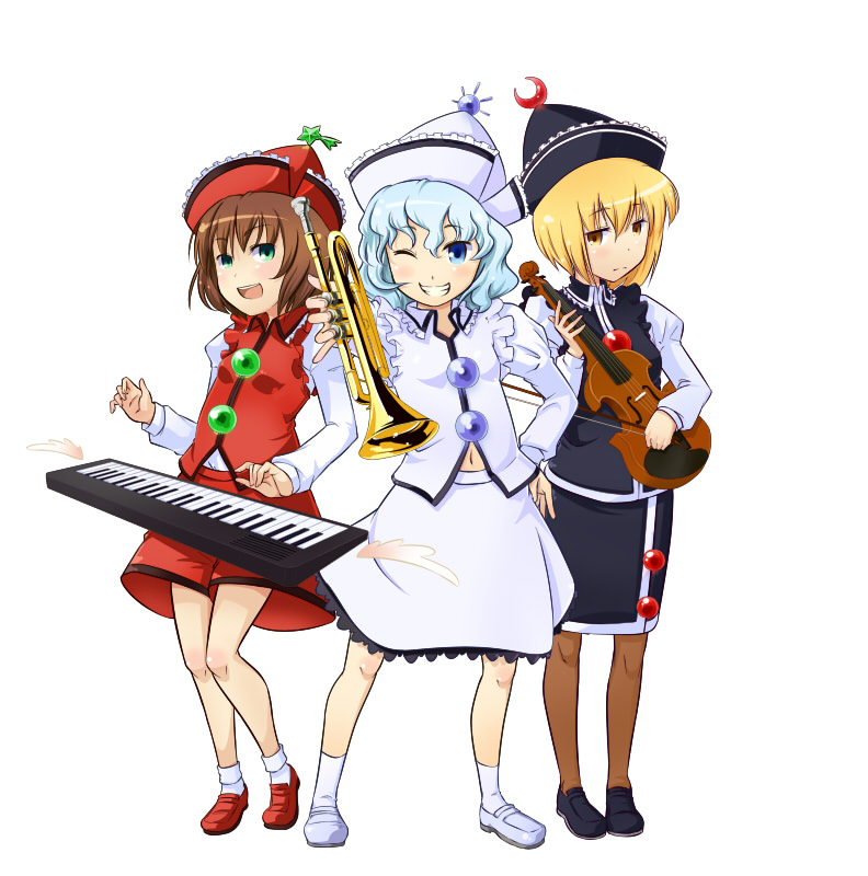 lunasa prismriver, merlin prismriver, and lyrica prismriver (touhou) drawn by hatsuka