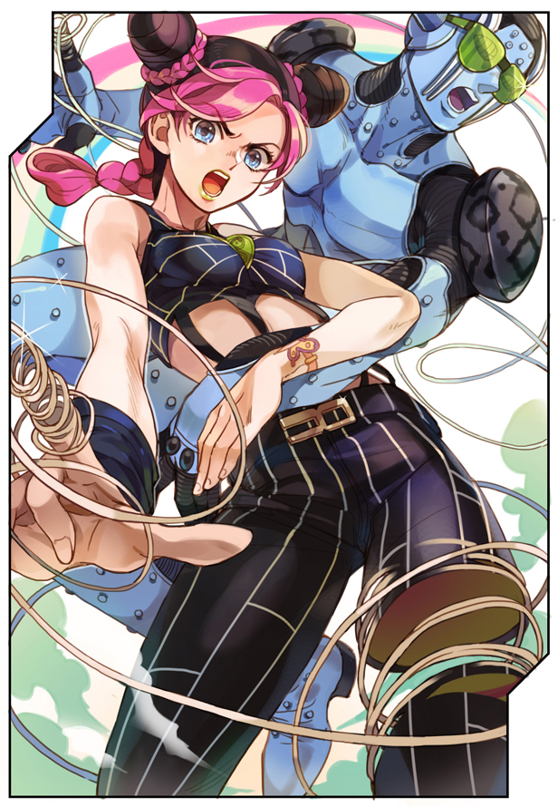 kujo jolyne and stone free (jojo no kimyou na bouken and 1 more) drawn by inzup