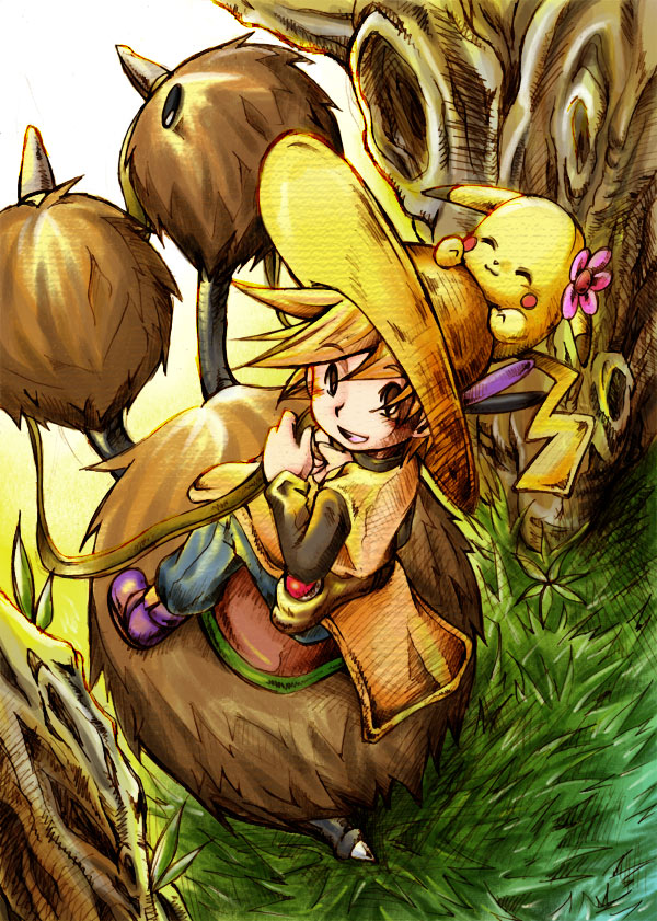 pikachu, yellow, doduo, and chuchu (pokemon and 1 more) drawn by atom_(@tom)