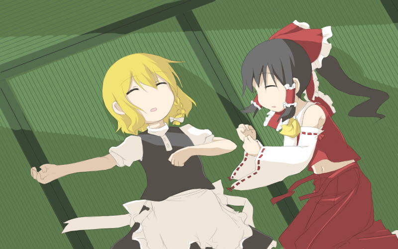 hakurei reimu and kirisame marisa (touhou) drawn by morino_harifu