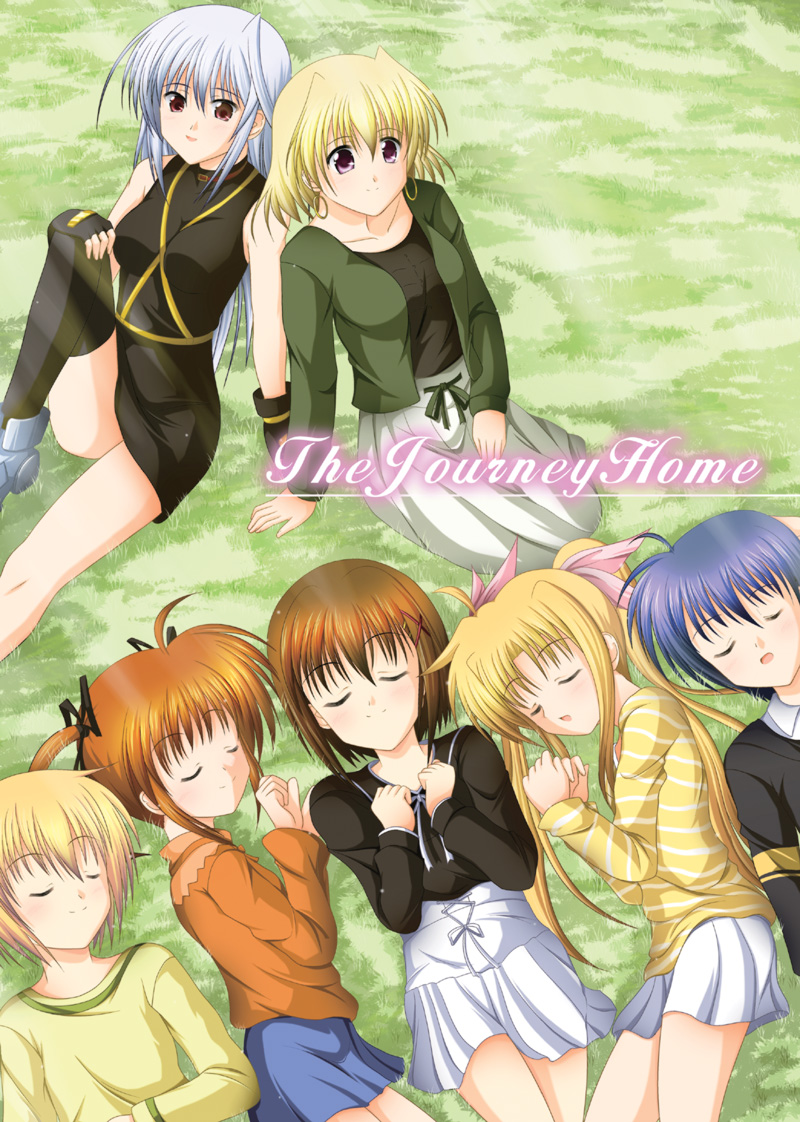 fate testarossa, takamachi nanoha, yagami hayate, reinforce, yuuno scrya, and 2 more (lyrical nanoha and 2 more) drawn by kaburayagi_yasaburou