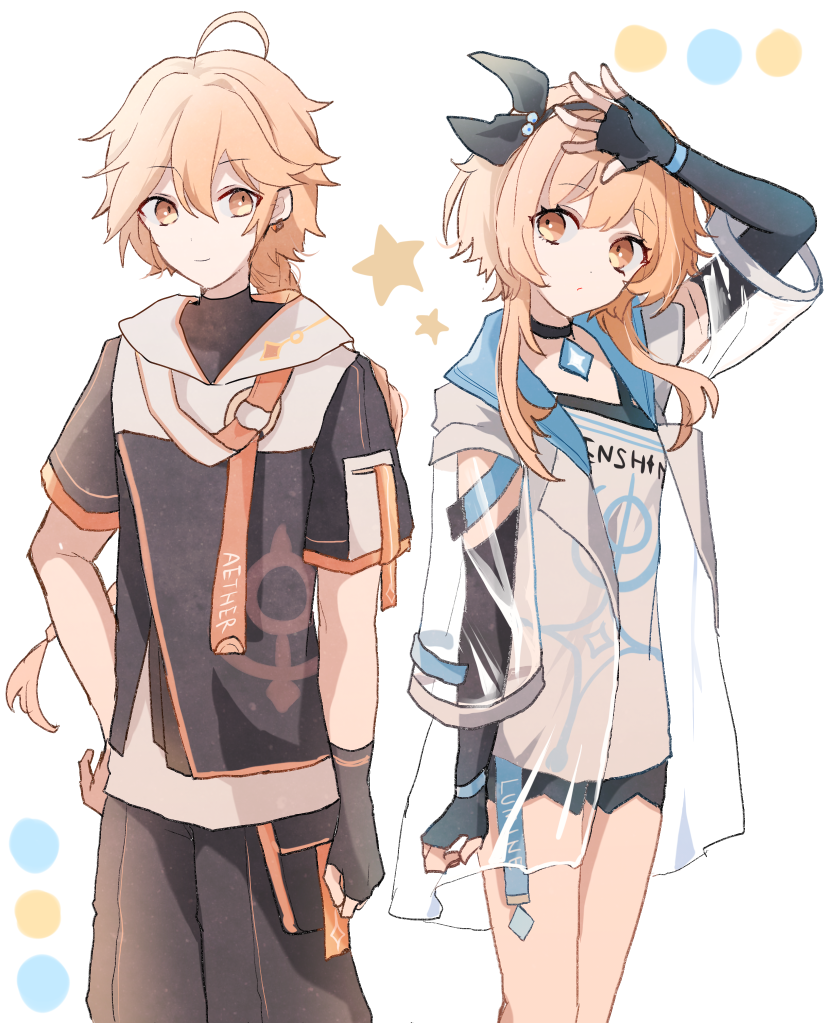 lumine and aether (genshin impact) drawn by yae_(yae_ringo)