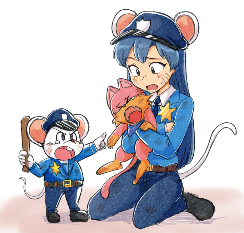 kisaragi chihaya, mappy, and mewkies (idolmaster and 2 more) drawn by tsubobot