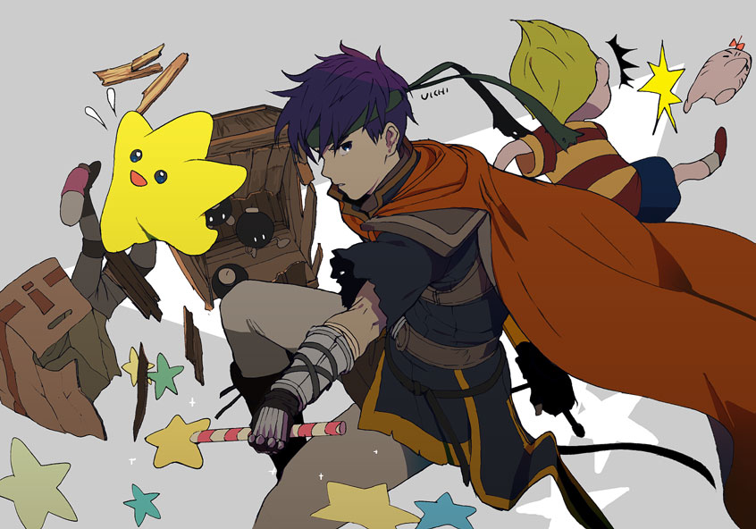 ike, lucas, solid snake, doseisan, bob-omb, and 1 more (fire emblem and 7 more) drawn by uichi