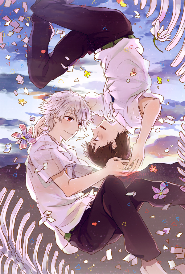 ikari shinji and nagisa kaworu (neon genesis evangelion) drawn by xiaoben_(bentown)