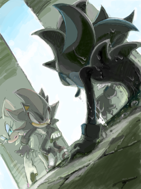 shadow the hedgehog, rouge the bat, and mephiles the dark (sonic and 1 more) drawn by manaita