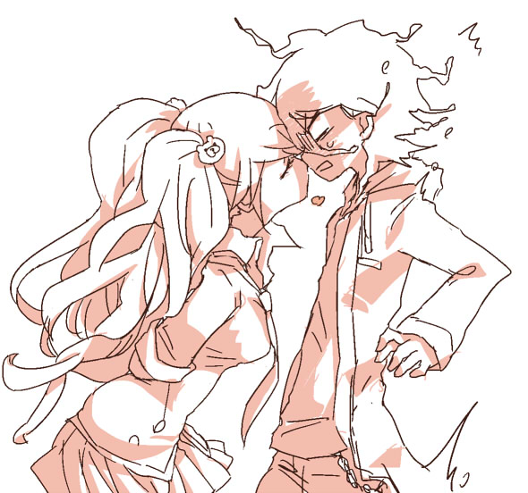 komaeda nagito and enoshima junko (danganronpa and 2 more) drawn by shiino