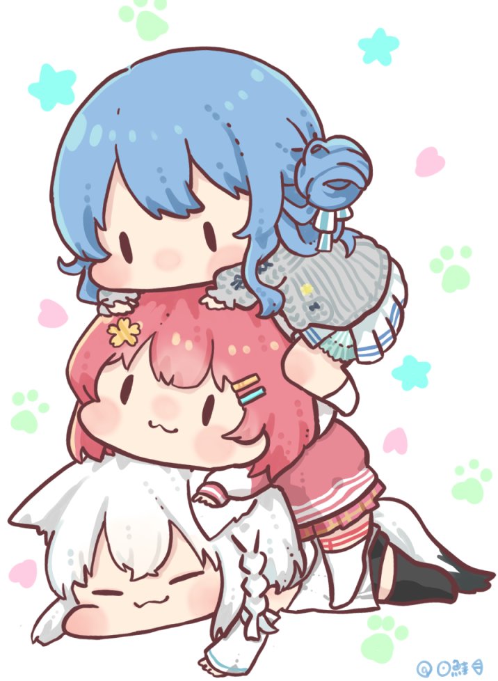 shirakami fubuki, hoshimachi suisei, and sakura miko (hololive) drawn by kobone