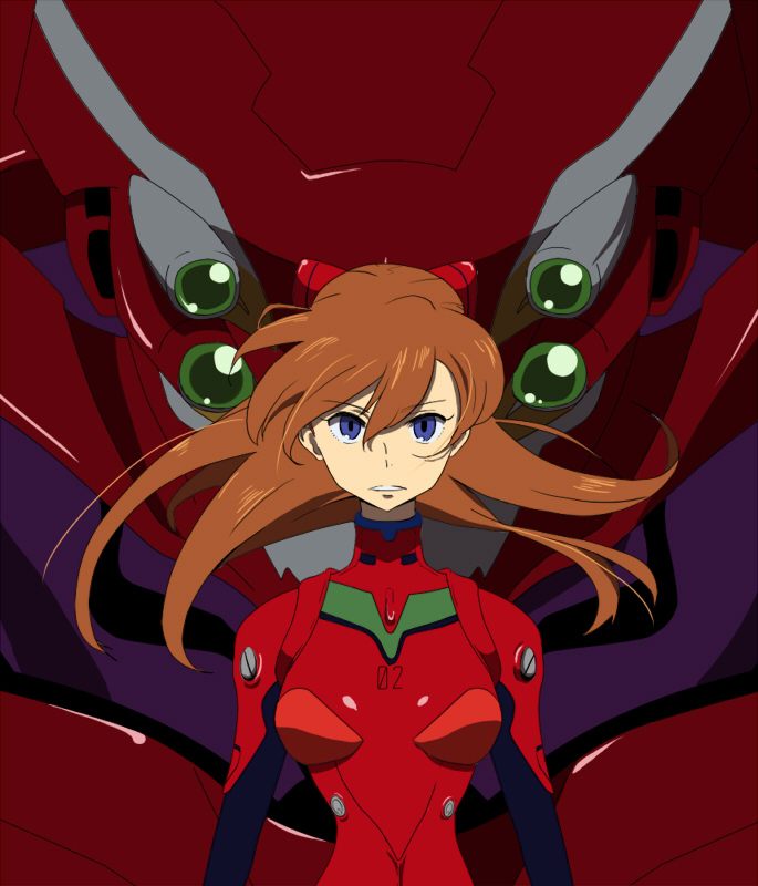 souryuu asuka langley and eva 02 (neon genesis evangelion) drawn by todoroki_suyoshi