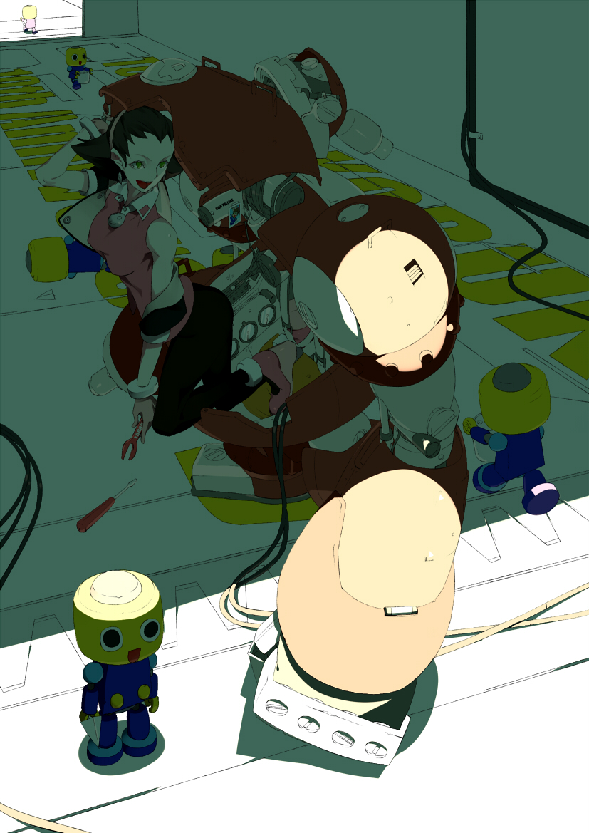 tron bonne and servbot (mega man and 1 more) drawn by bthx