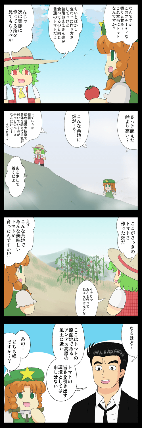 hong meiling, kazami yuuka, and yamaoka shirou (touhou and 1 more) drawn by mizuki_sei