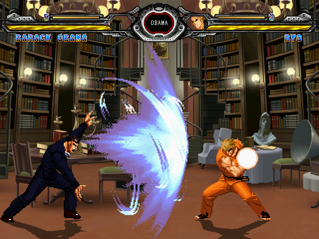 ryou sakazaki and barack obama (the king of fighters and 2 more) drawn by vodo_(505999)