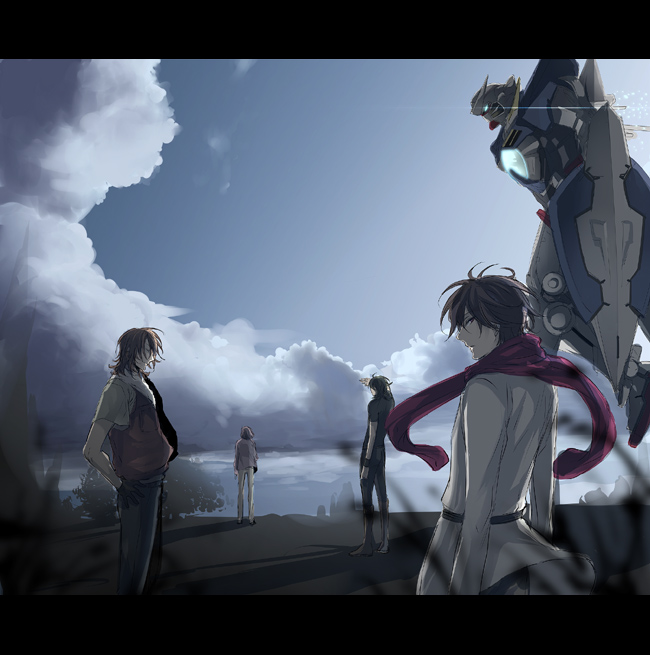 tieria erde, setsuna f. seiei, lockon stratos, and allelujah haptism (gundam and 1 more) drawn by masso