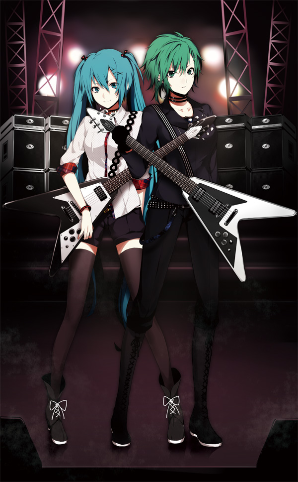 hatsune miku and gumi (vocaloid) drawn by arisaka_ako