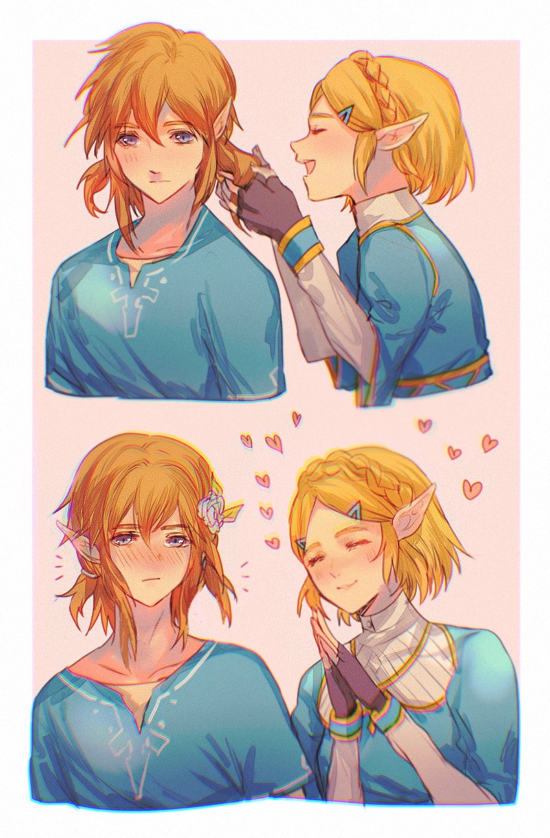 link and princess zelda (the legend of zelda and 1 more) drawn by sera_(serappi)