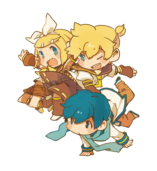 kagamine rin, kagamine len, and kaito (vocaloid) drawn by 8'108