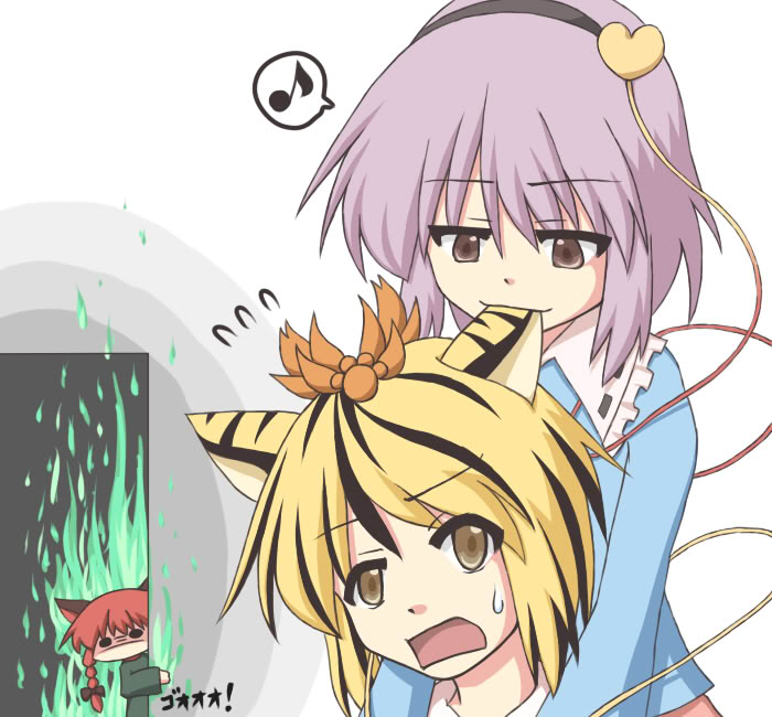 komeiji satori, kaenbyou rin, and toramaru shou (touhou) drawn by kurokoori