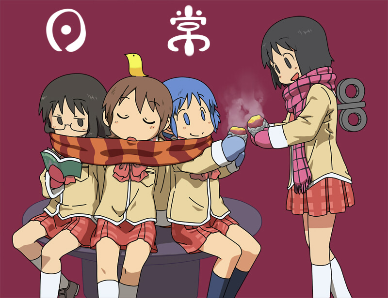shinonome nano, naganohara mio, aioi yuuko, and minakami mai (nichijou) drawn by yaporu_(halllcion)