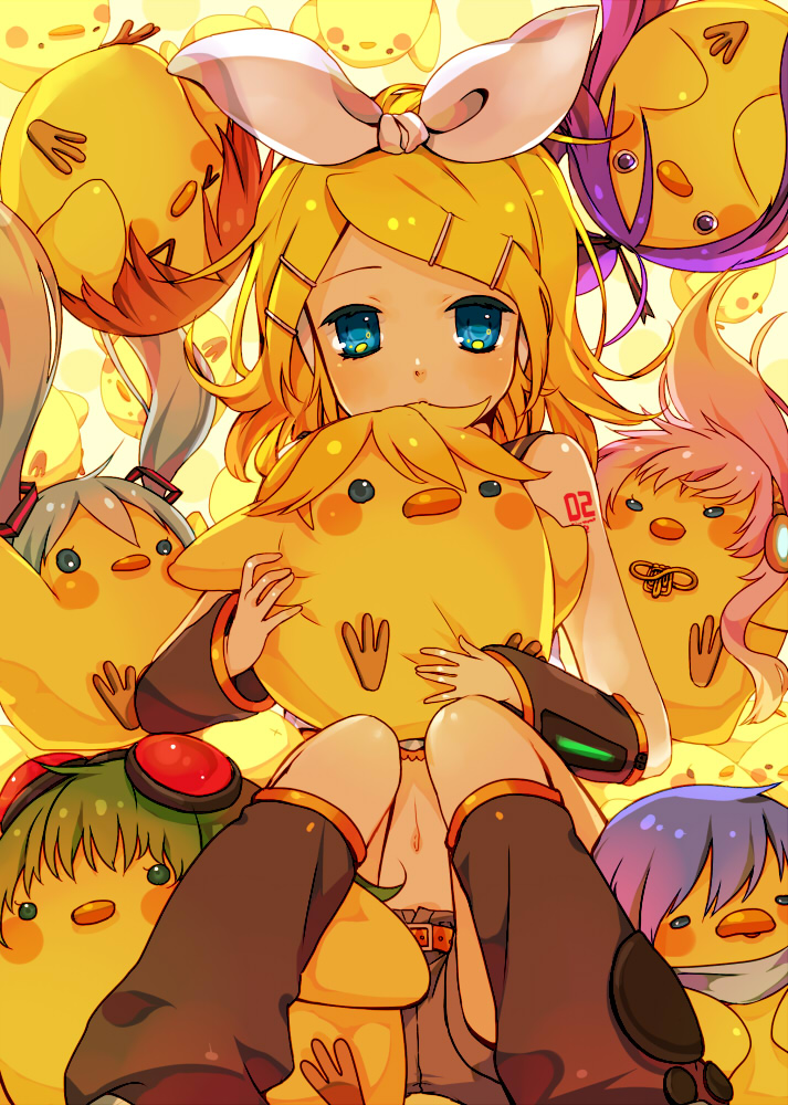 hatsune miku, kagamine rin, kagamine len, megurine luka, kaito, and 3 more (vocaloid) drawn by oharu