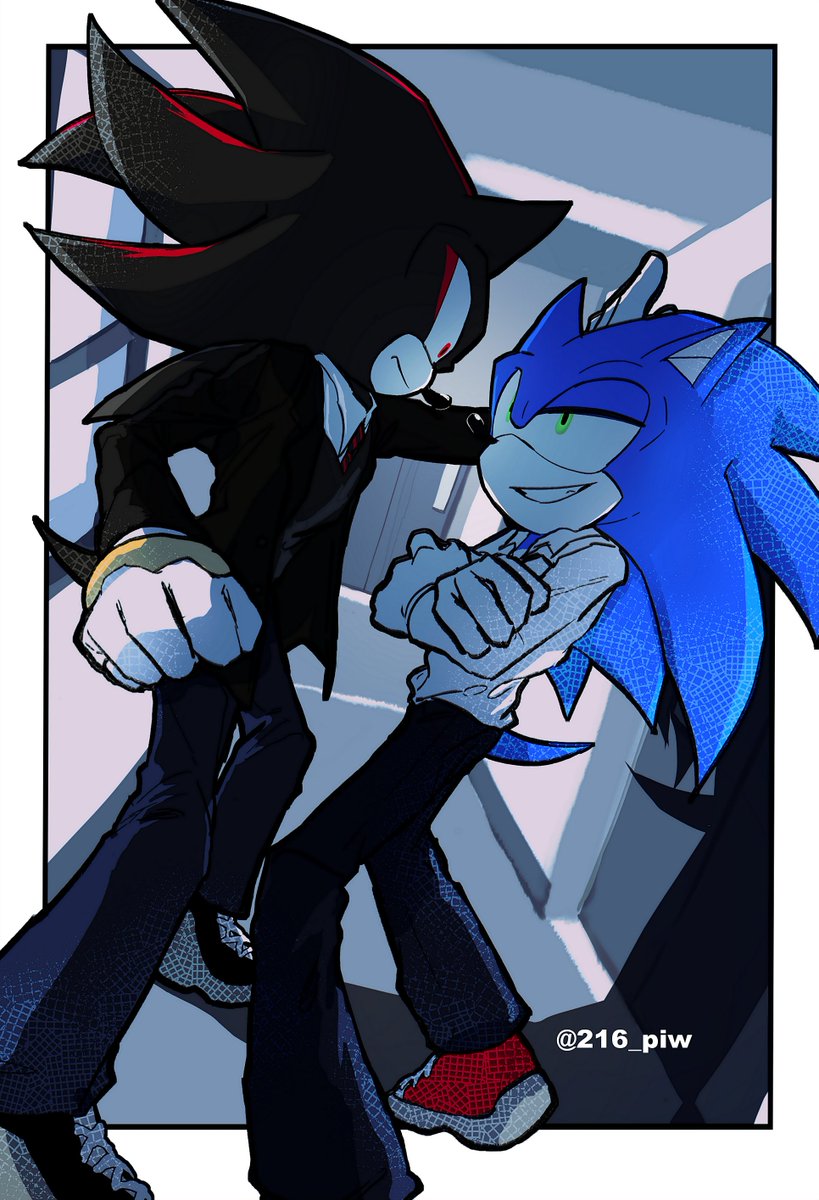 sonic the hedgehog and shadow the hedgehog (sonic) drawn by shapam_(zeepgalae)