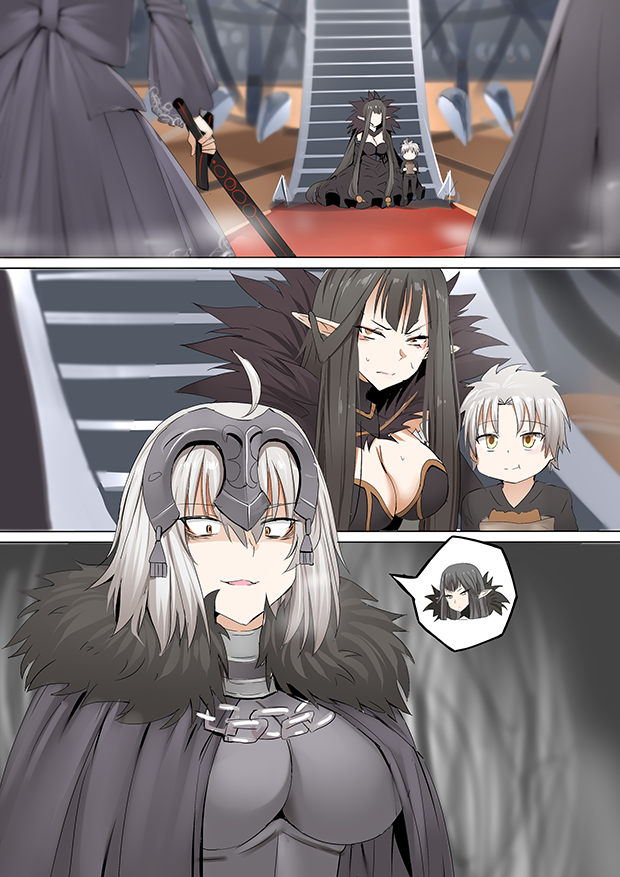 artoria pendragon, saber alter, jeanne d'arc alter, and semiramis (fate and 1 more) drawn by ginhaha
