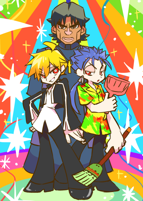 gilgamesh, kotomine kirei, and cu chulainn (fate and 3 more) drawn by yakan_(kusogaki_teikoku)