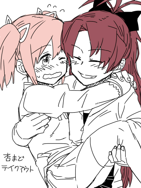 kaname madoka and sakura kyoko (mahou shoujo madoka magica) drawn by torinone