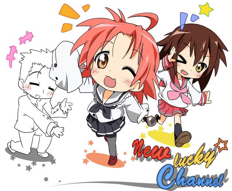 kusakabe misao, kogami akira, and shiraishi minoru (lucky star) drawn by ixy