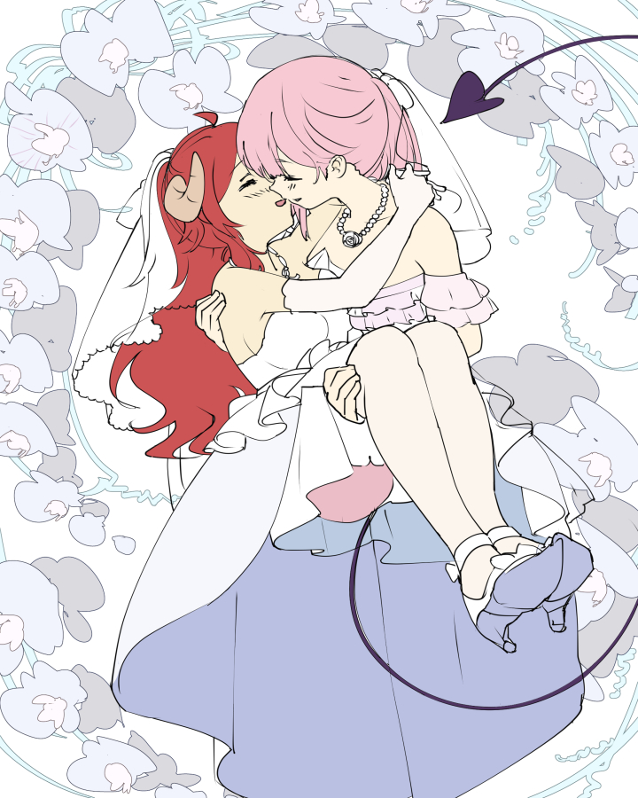 yoshida yuuko and chiyoda momo (machikado mazoku) drawn by kyarahiba