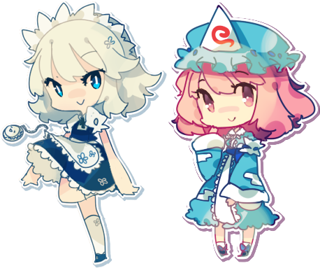 izayoi sakuya and saigyouji yuyuko (touhou) drawn by sil_(panchuari)