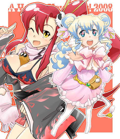 yoko littner, nia teppelin, and boota (tengen toppa gurren lagann) drawn by urokozuki