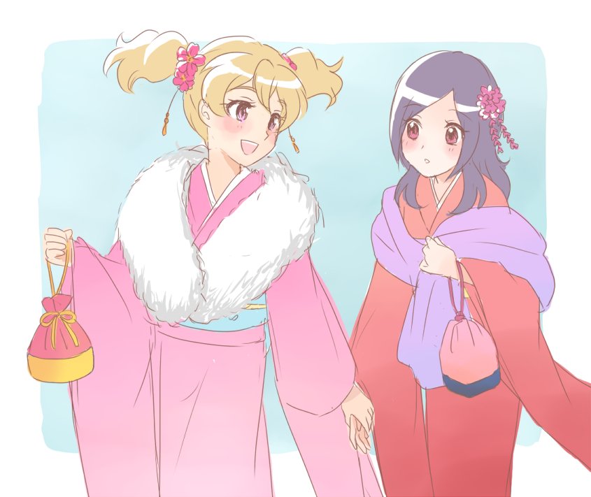 higashi setsuna and momozono love (precure and 1 more) drawn by uno_(uso)