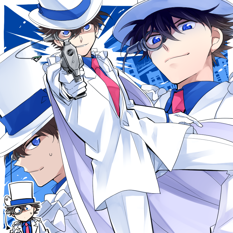 kaitou kid (meitantei conan and 1 more) drawn by yogura