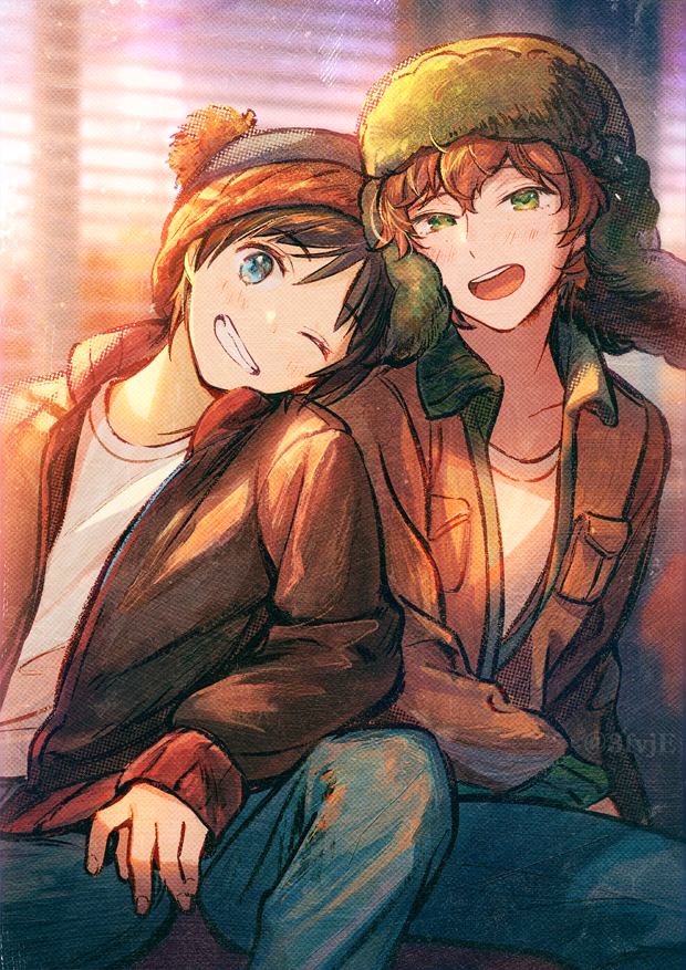 stan marsh and kyle broflovski (south park) drawn by 3fvje