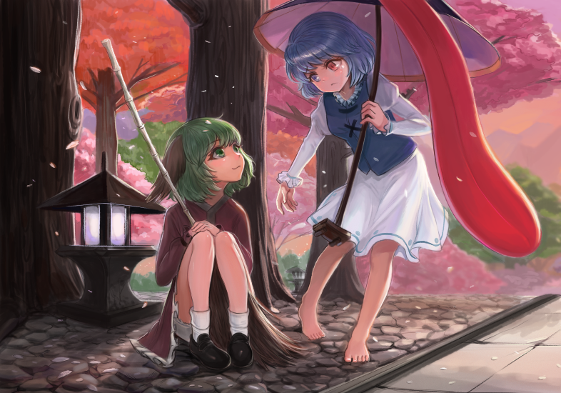 tatara kogasa and kasodani kyouko (touhou) drawn by dokomon
